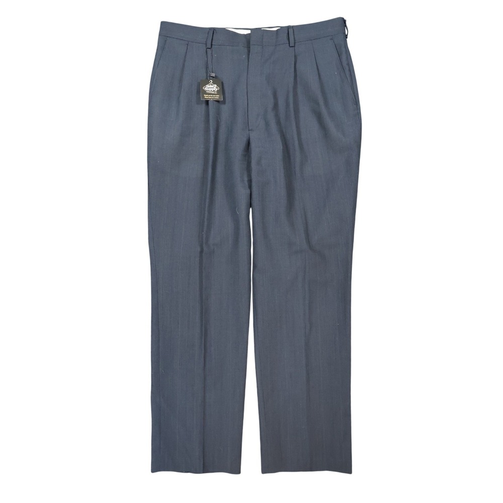 Haggar Dress Pants Mens 36x29 Blue Excellent Pinstripe Pleated